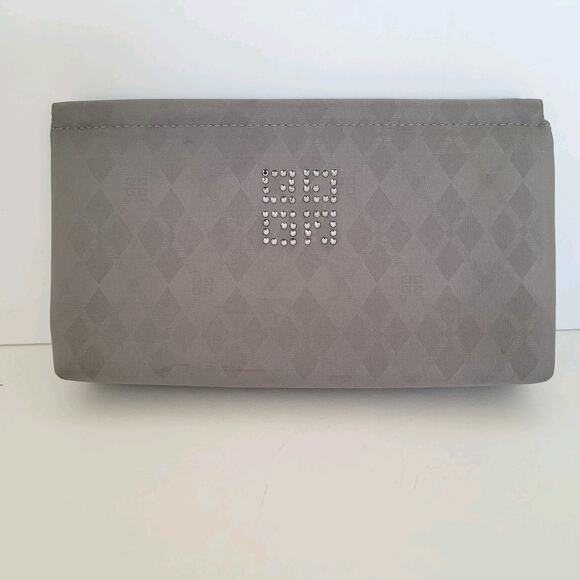 Givenchy Cosmetic Bag Pouch Gray Zip Logo Nylon Small Reighstones Logo Pouch - Picture 1 of 12